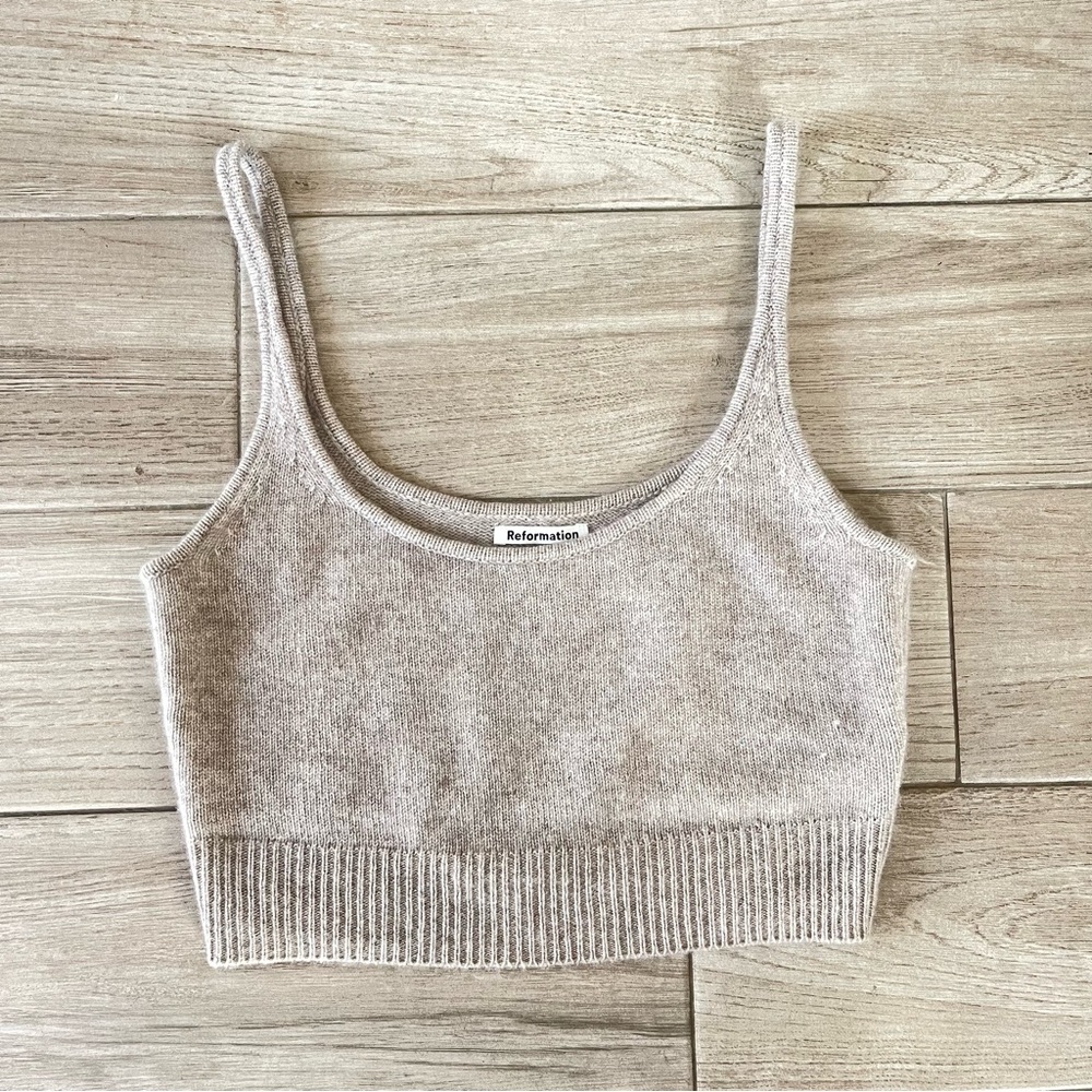 Reformation Varenne Plush Cashmere Cream Knit Tank